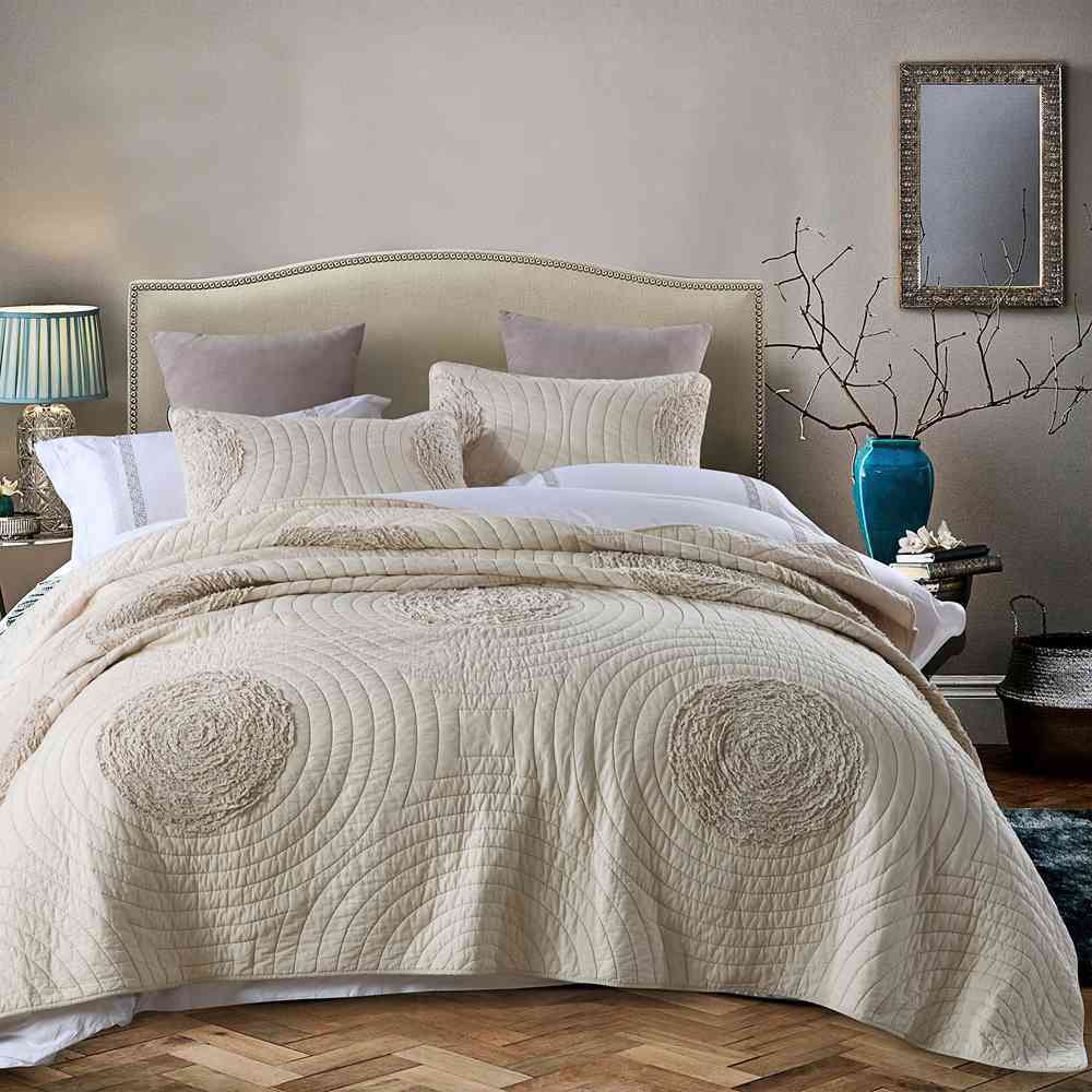 3-Piece Sets Encrypted Quilting Quilt Set Circular Pattern