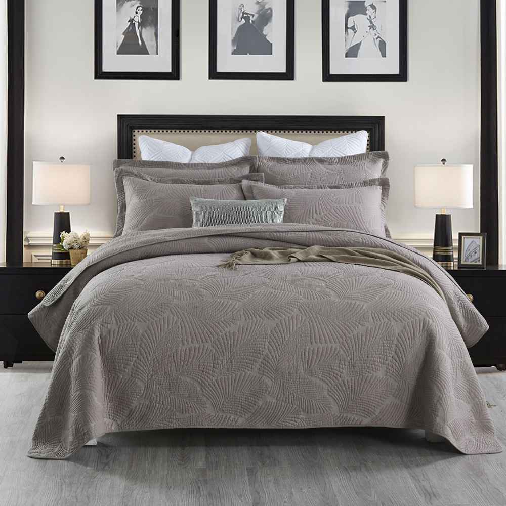3-Piece Sets Encrypted Quilting Quilt Set Palm Leaf